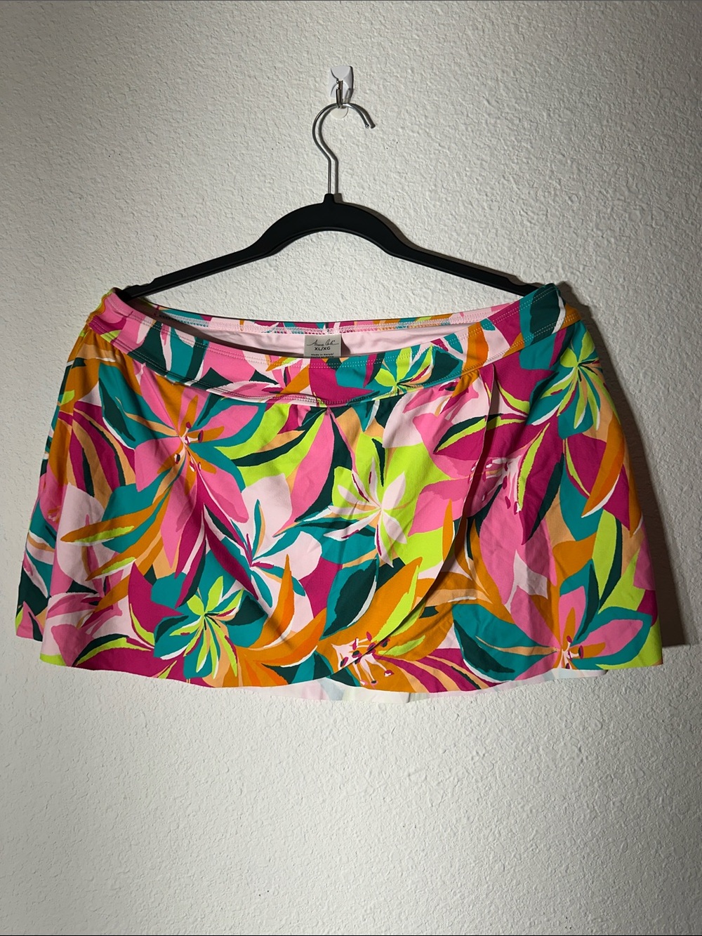 Anne Cole Tropical Floral Mini Skirt - Pink, Green, Orange, Teal